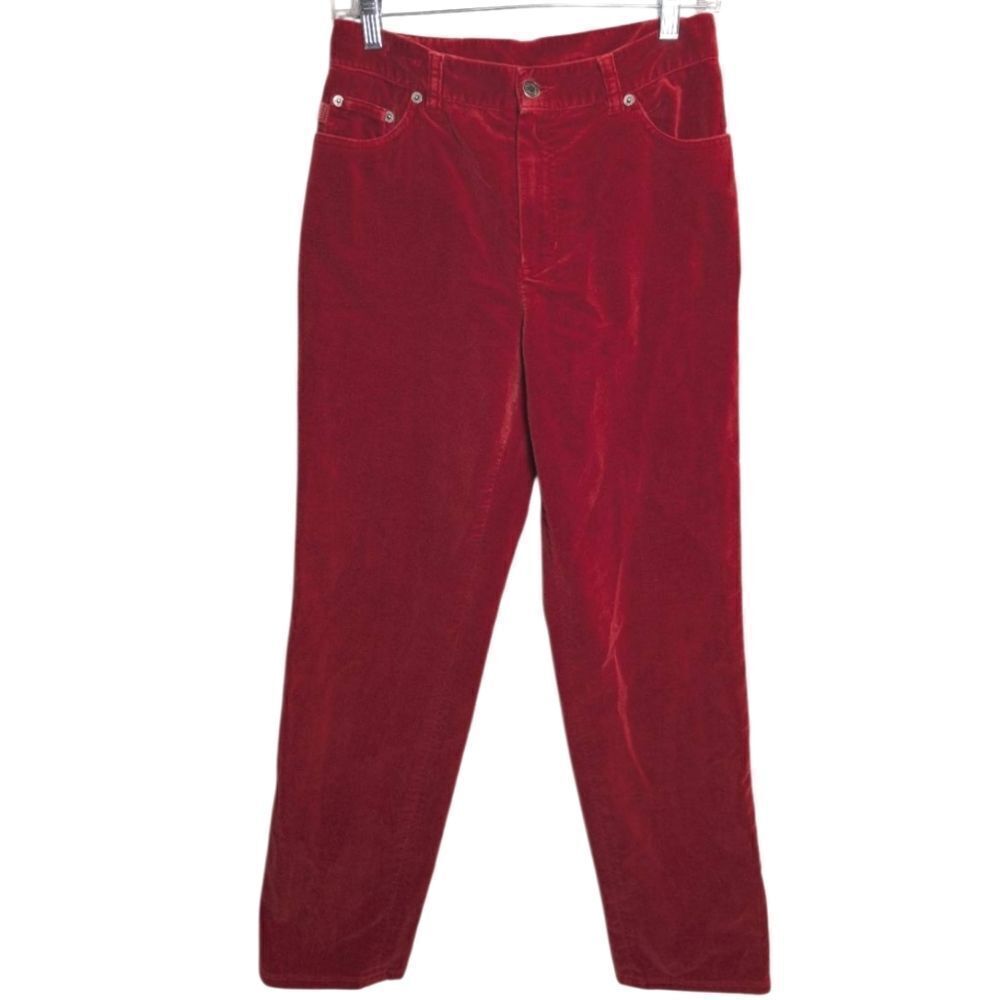 Vintage Ralph Lauren Jeans Co. Red Cotton Velvet Velour Pants Jeans Womens 4